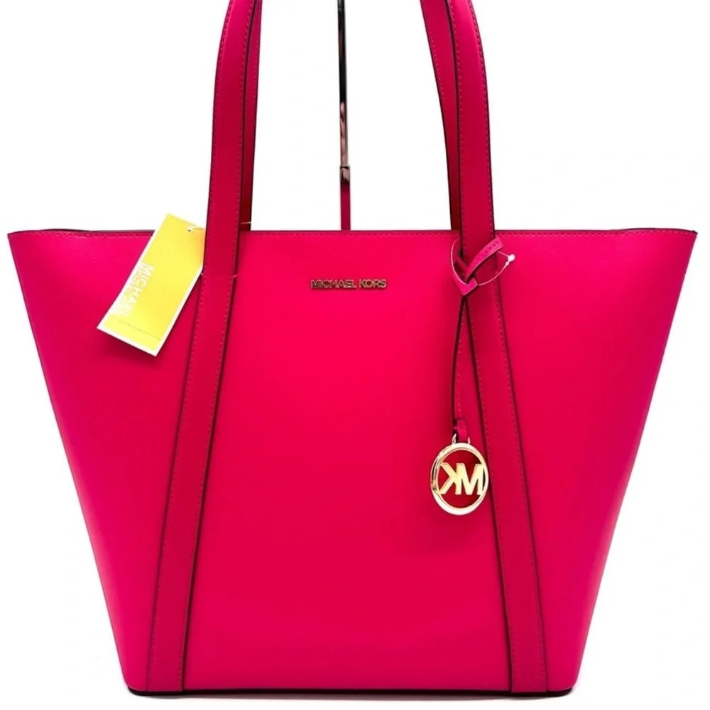 Michael Kors Pratt Large Signature Logo Tote Bag Electric Pink